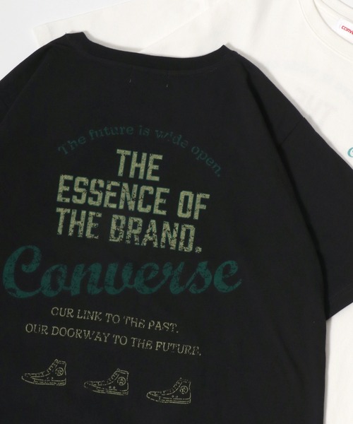 CONVERSE（コンバース）の「CONVERSE/コンバース ヴィンテージバックプリント ワンポイントロゴ 半袖Tシャツ（Tシャツ/カットソー・レディース・ホワイト/ブラック/ブラック系その他/ホワイト系その他・L/M）」の4枚目の写真