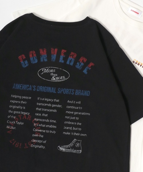 CONVERSE（コンバース）の「CONVERSE/コンバース ヴィンテージバックプリント ワンポイントロゴ 半袖Tシャツ（Tシャツ/カットソー・レディース・ホワイト/ブラック/ブラック系その他/ホワイト系その他・L/M）」の3枚目の写真