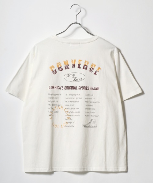 CONVERSE（コンバース）の「CONVERSE/コンバース ヴィンテージバックプリント ワンポイントロゴ 半袖Tシャツ（Tシャツ/カットソー・レディース・ホワイト/ブラック/ブラック系その他/ホワイト系その他・L/M）」の8枚目の写真