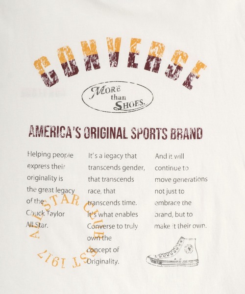 CONVERSE（コンバース）の「CONVERSE/コンバース ヴィンテージバックプリント ワンポイントロゴ 半袖Tシャツ（Tシャツ/カットソー・レディース・ホワイト/ブラック/ブラック系その他/ホワイト系その他・L/M）」の17枚目の写真