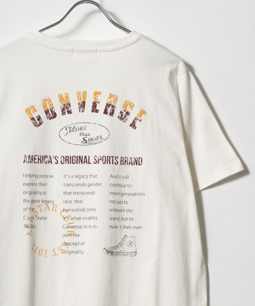 CONVERSE（コンバース）の「CONVERSE/コンバース ヴィンテージバックプリント ワンポイントロゴ 半袖Tシャツ（Tシャツ/カットソー・レディース・ホワイト/ブラック/ブラック系その他/ホワイト系その他・L/M）」の21枚目の写真