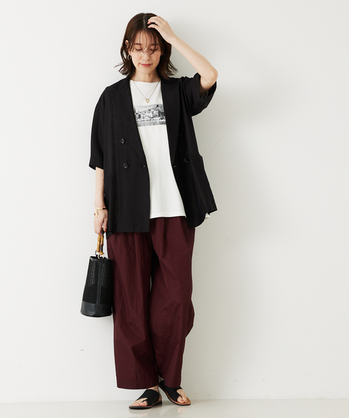 abahouse mavie（アバハウスマヴィ）の「【セットアップ対応】シャイニータフタワイドテーパードパンツ/春服/夏服/イージーパンツ（その他パンツ・レディース・ブラック/グレー/ブラウン・38/36）」の10枚目の写真