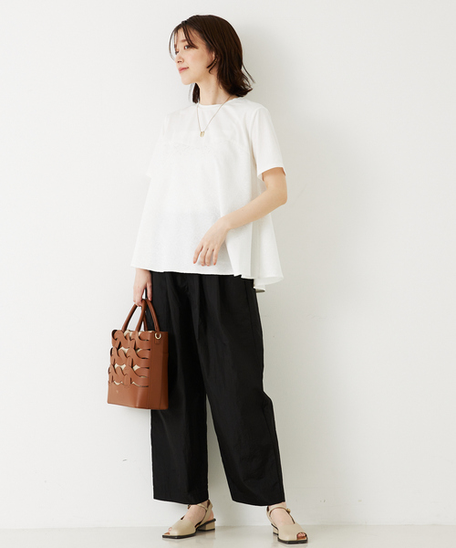 abahouse mavie（アバハウスマヴィ）の「【セットアップ対応】シャイニータフタワイドテーパードパンツ/春服/夏服/イージーパンツ（その他パンツ・レディース・ブラック/グレー/ブラウン・38/36）」の17枚目の写真