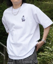 ゴーストワンポイント刺繍 ボックスシルエット 半袖Tシャツ カットソー メンズ レディース