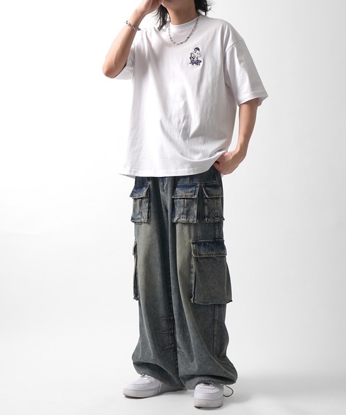 ILL'S(イルズ)の「ゴーストワンポイント刺繍 ボックスシルエット 半袖Tシャツ カットソー メンズ レディース(Tシャツ/カットソー・メンズ・ホワイト/ブラック/ブルー・M/L)」の5枚目の写真
