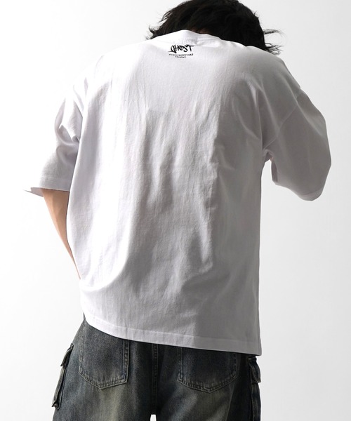 ILL'S(イルズ)の「ゴーストワンポイント刺繍 ボックスシルエット 半袖Tシャツ カットソー メンズ レディース(Tシャツ/カットソー・メンズ・ホワイト/ブラック/ブルー・M/L)」の4枚目の写真