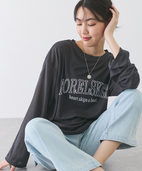 Jayro(ジャイロ)の「シアーロゴプリントロンTシャツ(Tシャツ/カットソー・レディース・チャコールグレー/ブラック/ホワイト系その他・M)」の3枚目の写真