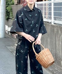 CORNERS | ナイロンタフタ花柄刺繍ハーフスリーブシャツ【KR select】(シャツ/ブラウス)