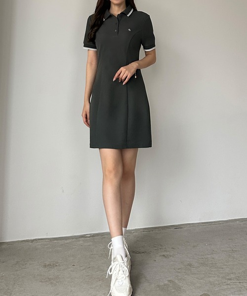 関税/送料込◆*courreges*ピケ ミニ ポロワンピース JUNOAH｜Louere ロゴ刺繍ミニポロワンピース | Rakuten Fashion
