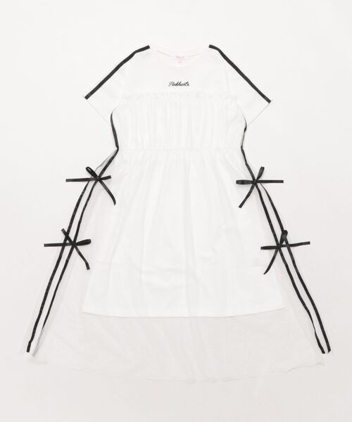 PINKHUNT（ピンクハント）の「PINKHUNT ピンクハント チュール重ね ワンピース 0550K（ワンピース・キッズ・ブラック/ホワイト・120cm/130cm/150cm/160cm/140cm）」の4枚目の写真