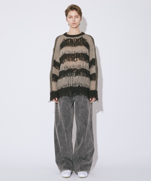 beautiful people(ビューティフルピープル)の「flip wooledmohair damaged pullover(ニット/セーター・レディース・ダークブラウン/オリーブ/サックスブルー・38)」の6枚目の写真