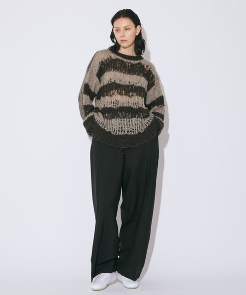 beautiful people(ビューティフルピープル)の「flip wooledmohair damaged pullover(ニット/セーター・レディース・ダークブラウン/オリーブ/サックスブルー・38)」の12枚目の写真