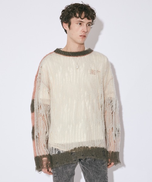beautiful people(ビューティフルピープル)の「flip wooledmohair damaged pullover(ニット/セーター・レディース・ダークブラウン/オリーブ/サックスブルー・38)」の15枚目の写真