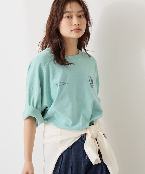 AMERICAN HOLIC（アメリカンホリック）の「【WEB限定】ピグメント5分袖ロゴプルオーバー（Tシャツ/カットソー・レディース・チャコールグレー/パープル/グリーン系その他3・FREE）」の3枚目の写真