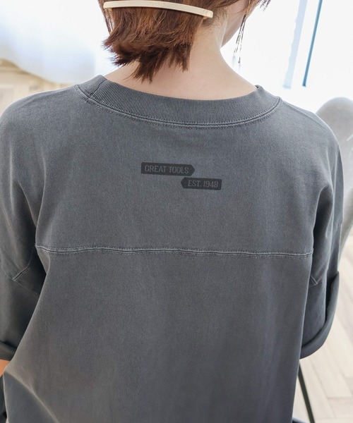 AMERICAN HOLIC（アメリカンホリック）の「【WEB限定】ピグメント5分袖ロゴプルオーバー（Tシャツ/カットソー・レディース・チャコールグレー/パープル/グリーン系その他3・FREE）」の9枚目の写真