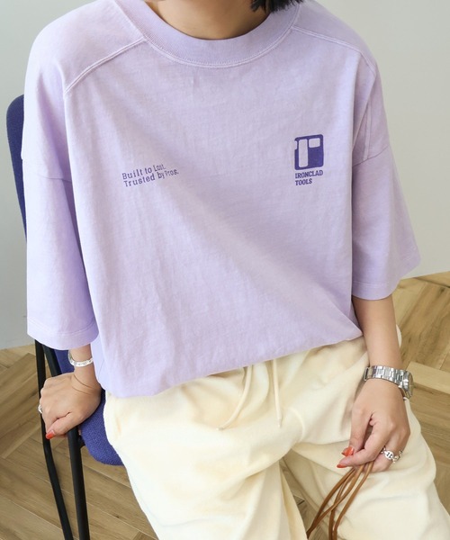 AMERICAN HOLIC（アメリカンホリック）の「【WEB限定】ピグメント5分袖ロゴプルオーバー（Tシャツ/カットソー・レディース・チャコールグレー/パープル/グリーン系その他3・FREE）」の15枚目の写真