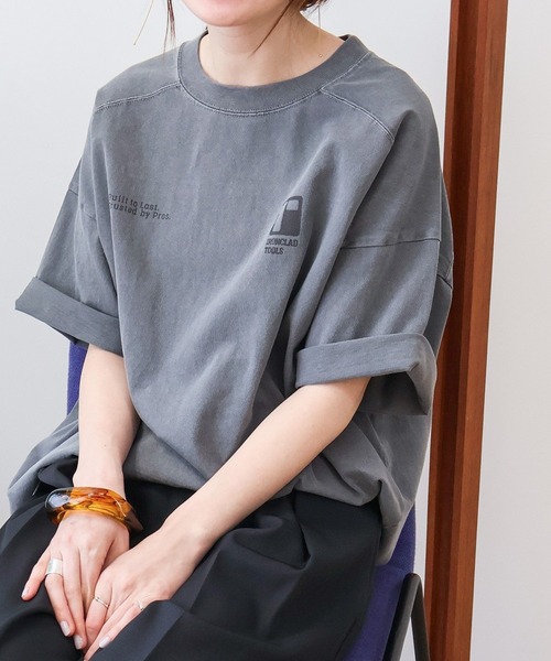 AMERICAN HOLIC（アメリカンホリック）の「【WEB限定】ピグメント5分袖ロゴプルオーバー（Tシャツ/カットソー・レディース・チャコールグレー/パープル/グリーン系その他3・FREE）」の17枚目の写真