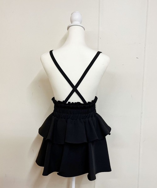 MA*RS(アメーバーマーズ)の「ハートバックル二段フリルスカパン(スカート・レディース・ピンク/ブラック×ホワイト/ブラック/チャコールグレー・FREE)」の5枚目の写真