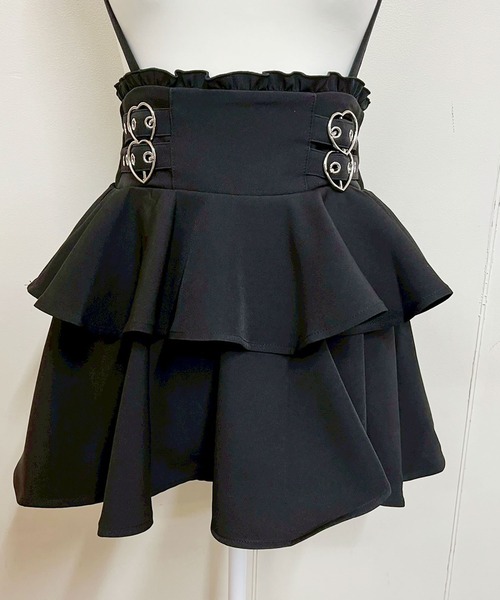 MA*RS(アメーバーマーズ)の「ハートバックル二段フリルスカパン(スカート・レディース・ピンク/ブラック×ホワイト/ブラック/チャコールグレー・FREE)」の8枚目の写真