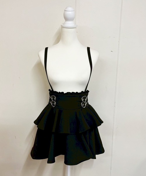 MA*RS(アメーバーマーズ)の「ハートバックル二段フリルスカパン(スカート・レディース・ピンク/ブラック×ホワイト/ブラック/チャコールグレー・FREE)」の9枚目の写真