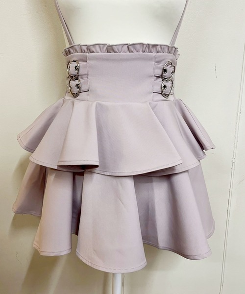 MA*RS(アメーバーマーズ)の「ハートバックル二段フリルスカパン(スカート・レディース・ピンク/ブラック×ホワイト/ブラック/チャコールグレー・FREE)」の13枚目の写真