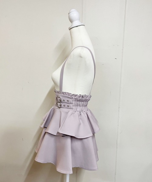 MA*RS(アメーバーマーズ)の「ハートバックル二段フリルスカパン(スカート・レディース・ピンク/ブラック×ホワイト/ブラック/チャコールグレー・FREE)」の11枚目の写真