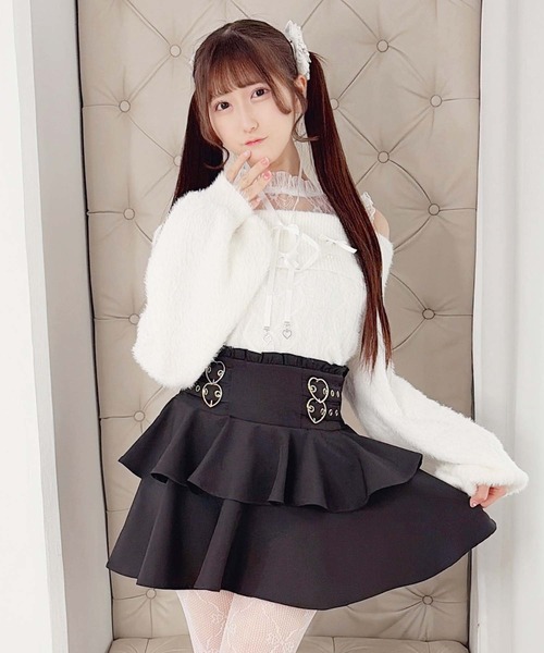 MA*RS(アメーバーマーズ)の「ハートバックル二段フリルスカパン(スカート・レディース・ピンク/ブラック×ホワイト/ブラック/チャコールグレー・FREE)」の20枚目の写真