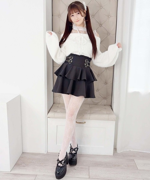 MA*RS(アメーバーマーズ)の「ハートバックル二段フリルスカパン(スカート・レディース・ピンク/ブラック×ホワイト/ブラック/チャコールグレー・FREE)」の21枚目の写真