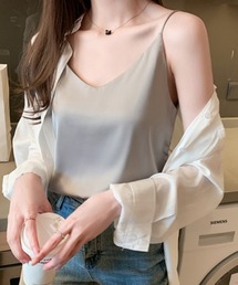 Vネックサテンキャミソール