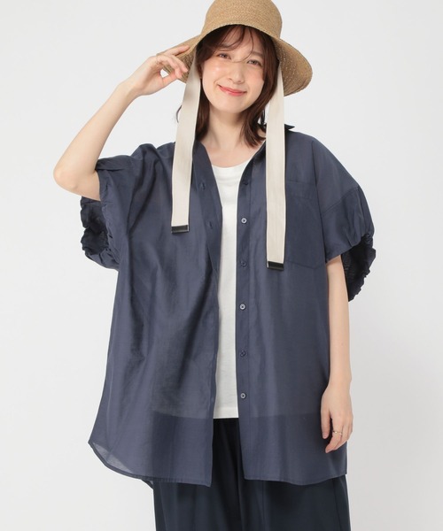 studio CLIP（スタディオクリップ）の「バルーンスリーブチュニックシャツ（チュニック・レディース・ベージュ/ネイビー/ピンク・FREE）」の2枚目の写真