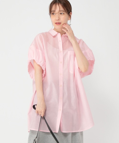 studio CLIP（スタディオクリップ）の「バルーンスリーブチュニックシャツ（チュニック・レディース・ベージュ/ネイビー/ピンク・FREE）」の5枚目の写真