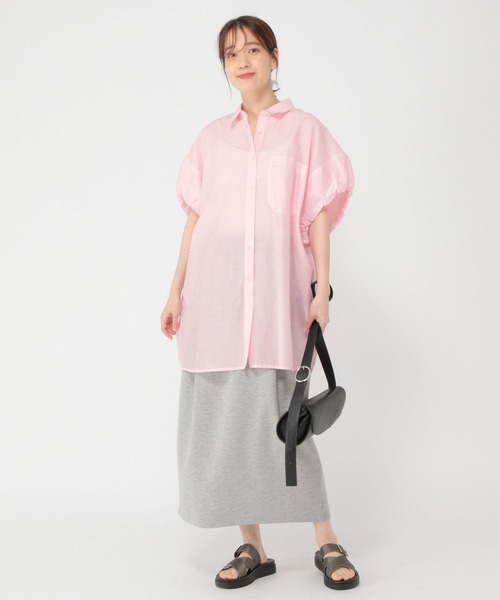 studio CLIP（スタディオクリップ）の「バルーンスリーブチュニックシャツ（チュニック・レディース・ベージュ/ネイビー/ピンク・FREE）」の9枚目の写真
