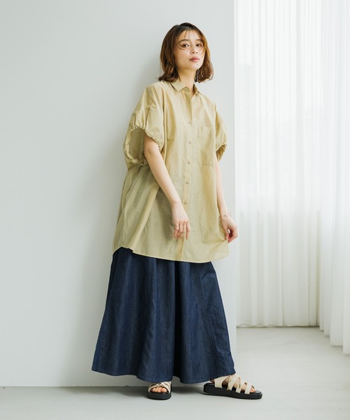 studio CLIP（スタディオクリップ）の「バルーンスリーブチュニックシャツ（チュニック・レディース・ベージュ/ネイビー/ピンク・FREE）」の13枚目の写真