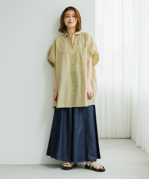 studio CLIP（スタディオクリップ）の「バルーンスリーブチュニックシャツ（チュニック・レディース・ベージュ/ネイビー/ピンク・FREE）」の14枚目の写真