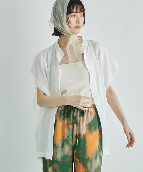 Settimissimo（セッティミッシモ）の「バンドカラー カスケード ジョーゼント シャツ（シャツ/ブラウス・レディース・ブラック/オフホワイト/オレンジ・FREE）」の5枚目の写真