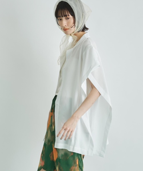 Settimissimo（セッティミッシモ）の「バンドカラー カスケード ジョーゼント シャツ（シャツ/ブラウス・レディース・ブラック/オフホワイト/オレンジ・FREE）」の6枚目の写真