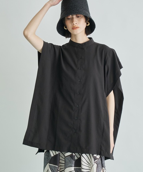 Settimissimo（セッティミッシモ）の「バンドカラー カスケード ジョーゼント シャツ（シャツ/ブラウス・レディース・ブラック/オフホワイト/オレンジ・FREE）」の10枚目の写真