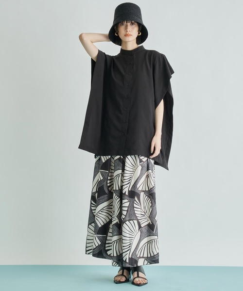 Settimissimo（セッティミッシモ）の「バンドカラー カスケード ジョーゼント シャツ（シャツ/ブラウス・レディース・ブラック/オフホワイト/オレンジ・FREE）」の14枚目の写真