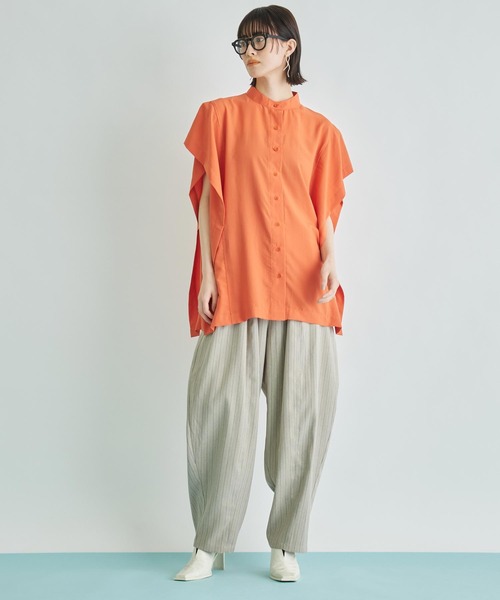 Settimissimo（セッティミッシモ）の「バンドカラー カスケード ジョーゼント シャツ（シャツ/ブラウス・レディース・ブラック/オフホワイト/オレンジ・FREE）」の18枚目の写真