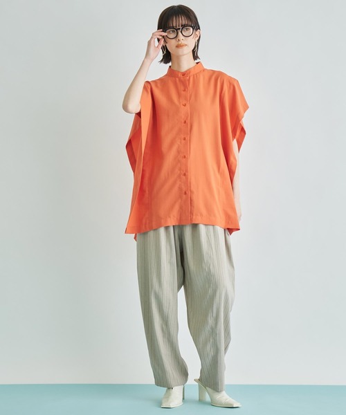 Settimissimo（セッティミッシモ）の「バンドカラー カスケード ジョーゼント シャツ（シャツ/ブラウス・レディース・ブラック/オフホワイト/オレンジ・FREE）」の20枚目の写真