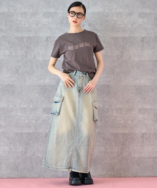 ANAP(アナップ)の「メタリック 箔プリント ロゴ ウェーブ Tシャツ(Tシャツ/カットソー・レディース・ブラック/ホワイト・FREE)」の5枚目の写真