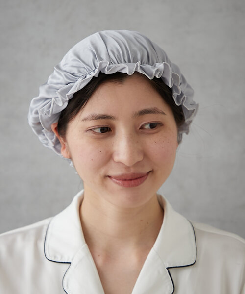 BIRTHDAY BAR（バースデイバー）の「【SILKUU シルクゥ】Silk Night Cap  ナイトキャップ（ルームウェア/パジャマ・レディース・ピンク/グレー・0）」の4枚目の写真
