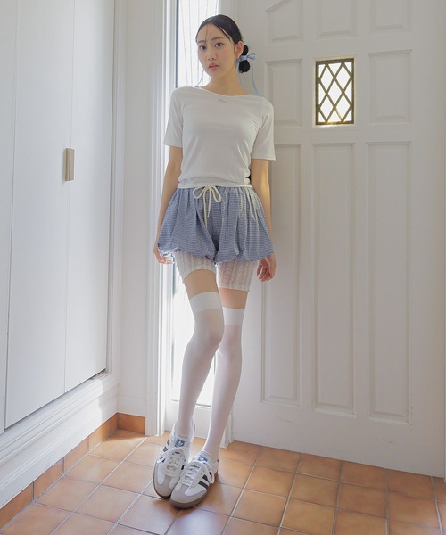 3.3 Field Trip （3.3フィールドトリップ）の「3.3 Field Trip／レースバイカーパンツ（その他パンツ・レディース・ブラック/オフホワイト・FREE）」の4枚目の写真