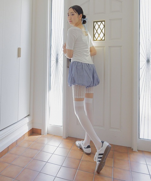 3.3 Field Trip （3.3フィールドトリップ）の「3.3 Field Trip／レースバイカーパンツ（その他パンツ・レディース・ブラック/オフホワイト・FREE）」の7枚目の写真