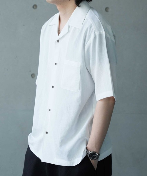 UNION STATION（ユニオンステーション）の「レーヨンスラブオープンカラー半袖シャツ（シャツ/ブラウス・メンズ・オフホワイト/レンガ/ネイビー・M/L/LL）」の6枚目の写真