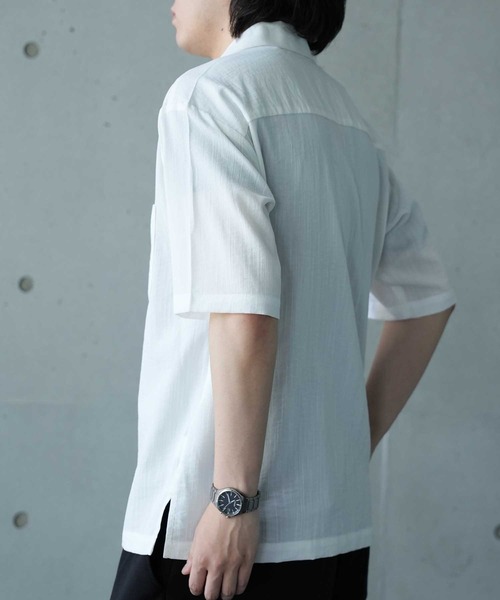 UNION STATION（ユニオンステーション）の「レーヨンスラブオープンカラー半袖シャツ（シャツ/ブラウス・メンズ・オフホワイト/レンガ/ネイビー・M/L/LL）」の8枚目の写真