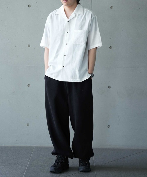 UNION STATION（ユニオンステーション）の「レーヨンスラブオープンカラー半袖シャツ（シャツ/ブラウス・メンズ・オフホワイト/レンガ/ネイビー・M/L/LL）」の11枚目の写真