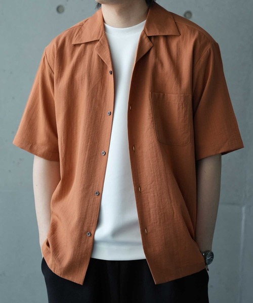 UNION STATION（ユニオンステーション）の「レーヨンスラブオープンカラー半袖シャツ（シャツ/ブラウス・メンズ・オフホワイト/レンガ/ネイビー・M/L/LL）」の18枚目の写真