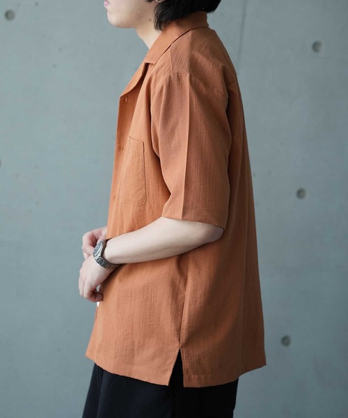 UNION STATION（ユニオンステーション）の「レーヨンスラブオープンカラー半袖シャツ（シャツ/ブラウス・メンズ・オフホワイト/レンガ/ネイビー・M/L/LL）」の20枚目の写真