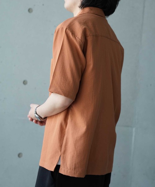 UNION STATION（ユニオンステーション）の「レーヨンスラブオープンカラー半袖シャツ（シャツ/ブラウス・メンズ・オフホワイト/レンガ/ネイビー・M/L/LL）」の21枚目の写真